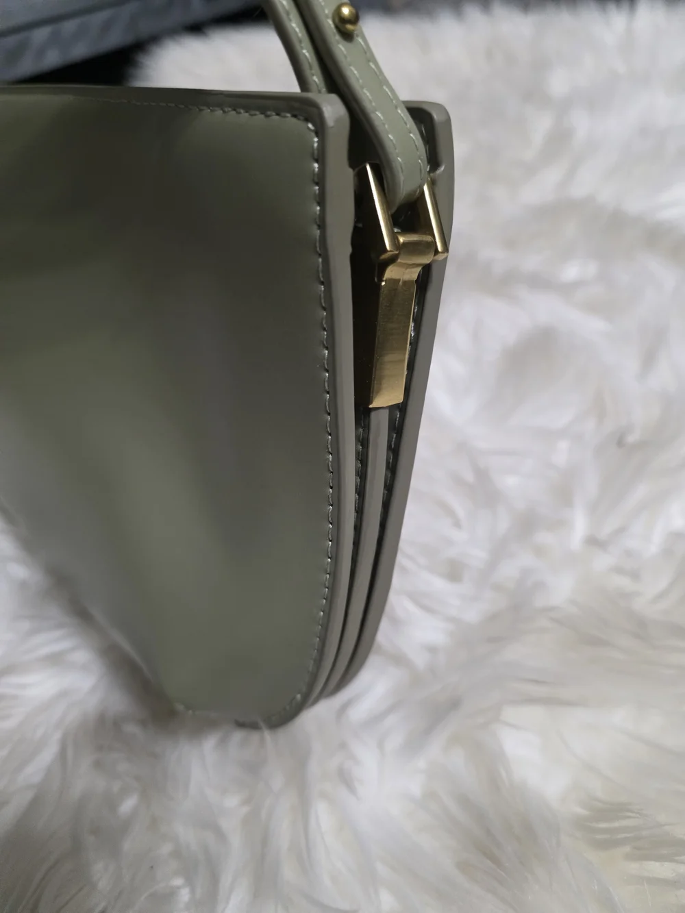Antik Kraft Sage Green Shoulder Bag with Gold Accents